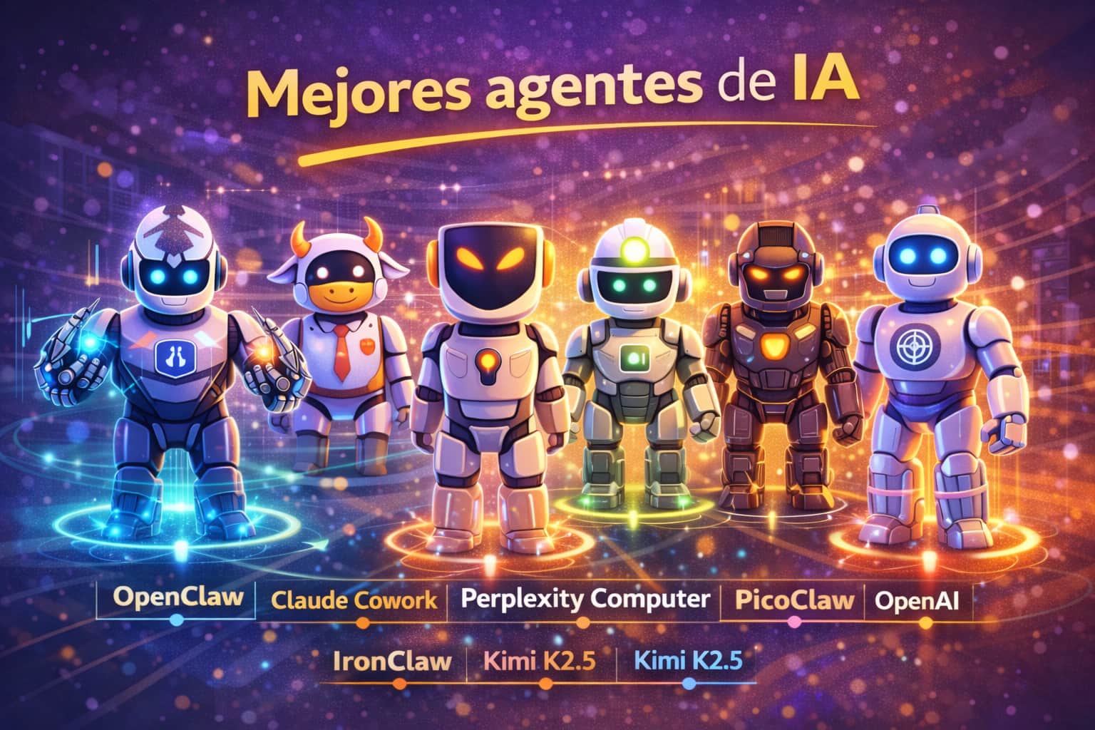 Los mejores agentes de IA en 2026: comparativa completa de OpenClaw, Claude Cowork, Perplexity Computer, PicoClaw, IronClaw, Kimi K2.5 y OpenAI Frontier